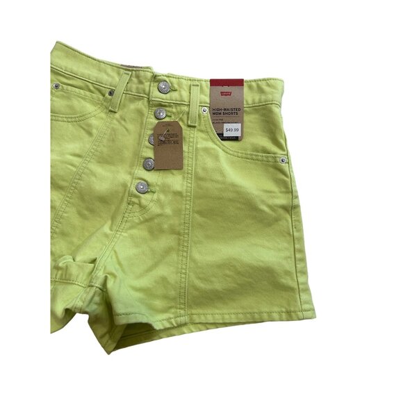 LEVIS High Waisted Lime Denim Mom Shorts Size 27 NEW - Picture 5 of 11